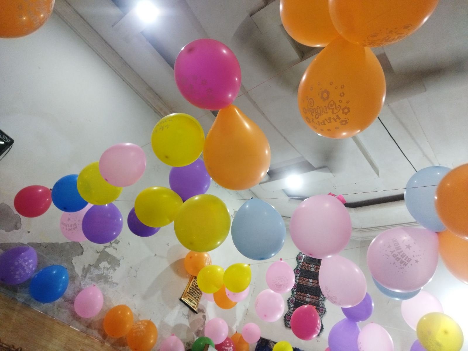 Colourful balloons at a kids birthday party
