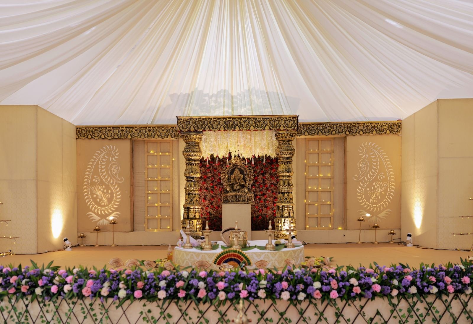 Traditional wedding stage with floral decoration