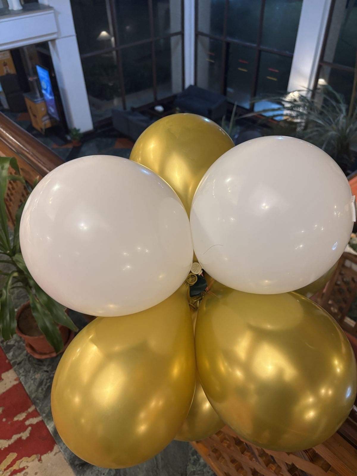 White and gold balloon decoration